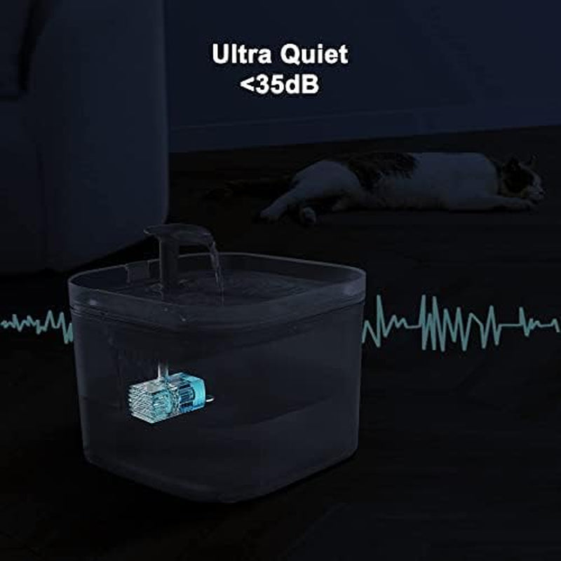 Feeding Accessories - Pet Water Dispenser 2.2L Automatic Cat Water Fountain with Adapter, Bpa-Free Cat Fountain for Drinking Indoor with 2 Flow Modes