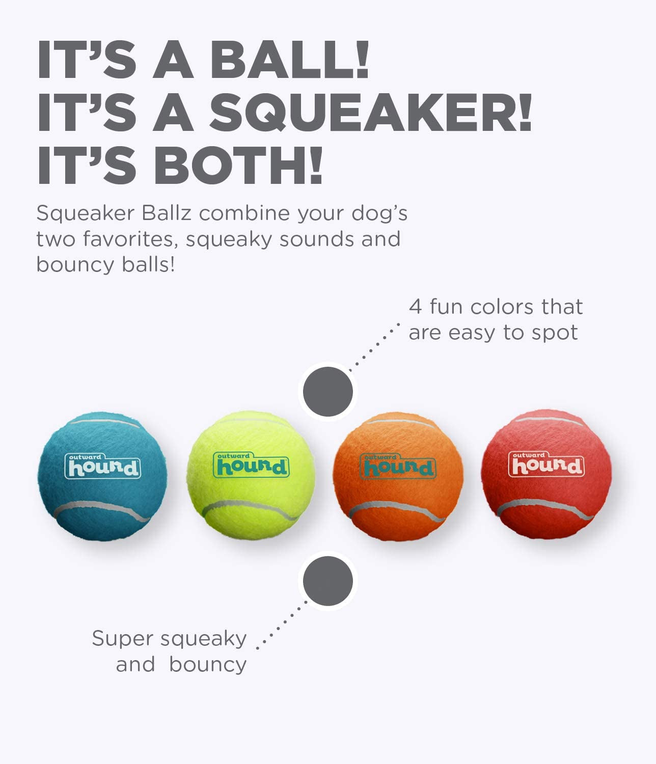 Toy- Squeaker Ballz Fetch Dog Toy, 8- Pack