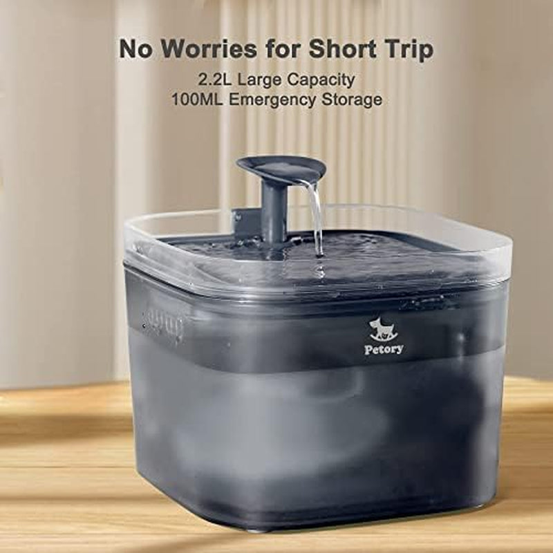 Feeding Accessories - Pet Water Dispenser 2.2L Automatic Cat Water Fountain with Adapter, Bpa-Free Cat Fountain for Drinking Indoor with 2 Flow Modes