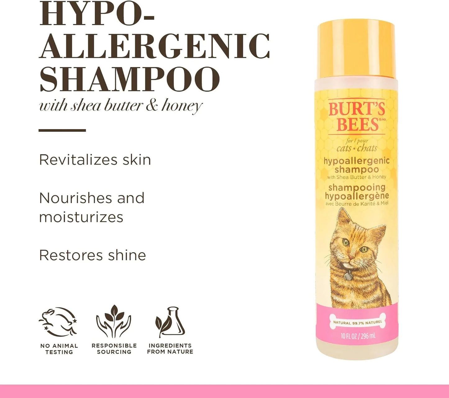 Grooming Supplies - Hypoallergenic Cat Shampoo Infused with Shea Butter and Honey