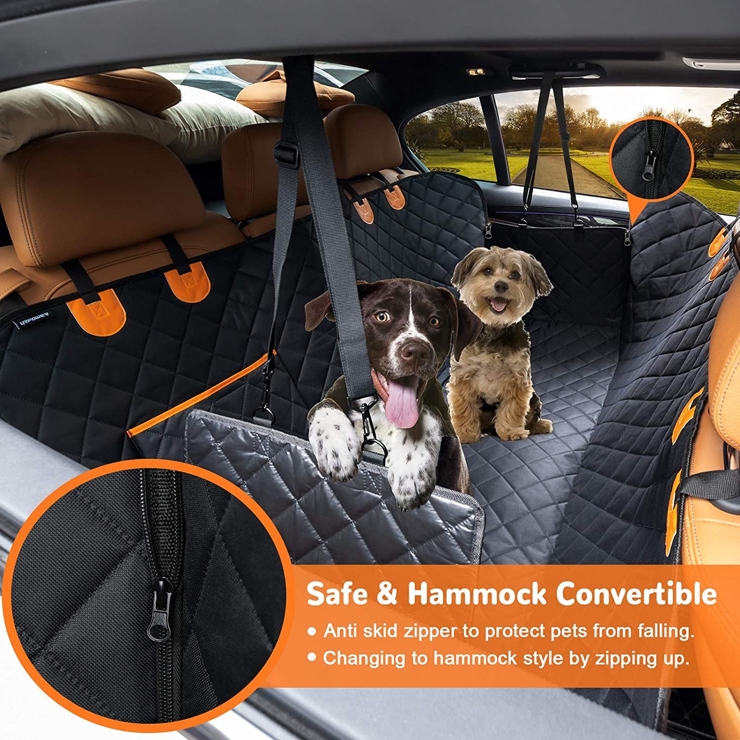 Carriers and Travel Crates - Dog Car Seat Cover for Pets 100% Waterproof Seat Cover Hammock 600D Heavy Duty Scratch Proof Nonslip Durable Soft Back Seat Covers for Cars Trucks and Suvs