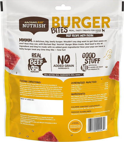 Food Treats - Nutrish Burger Bites Real Meat Dog Treats, Beef Burger with Bison Recipe, 12 Ounces, Grain Free