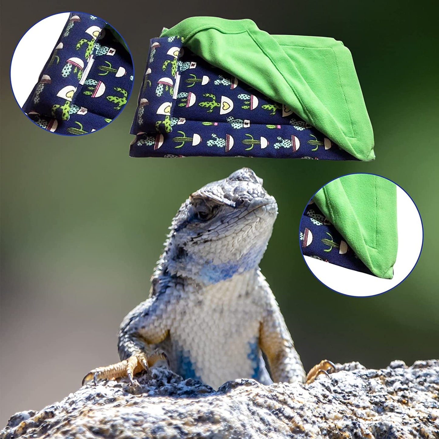 Tanks and Enclosures - Bearded Dragon Bed with Pillow Lizard Sleeping Bag Blanket Soft Warm Hideout Terrariums Accessories for Reptile Lizard Bearded Dragon (Blue)