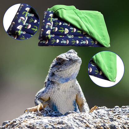 Tanks and Enclosures - Bearded Dragon Bed with Pillow Lizard Sleeping Bag Blanket Soft Warm Hideout Terrariums Accessories for Reptile Lizard Bearded Dragon (Blue)