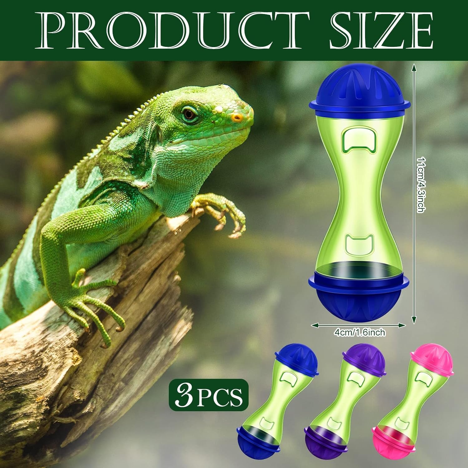 Toys - Bearded Dragon (3Pcs) - Reptile Enrichment Ball Accessories, Food Toys, Transparent Design, Pet Tank Decor, Lizard Gecko Small Animal Habitat Terrarium