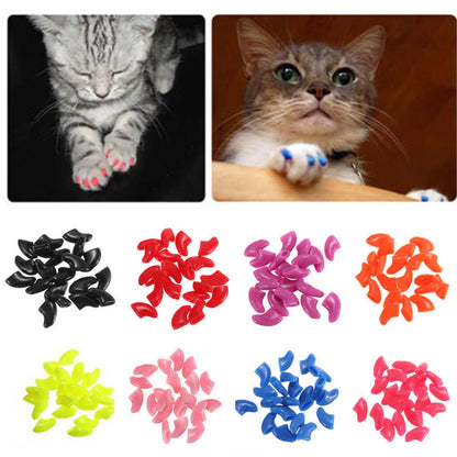 Apparel and Accessories - 20Pcs Silicone Soft Cat Nail Caps - Paw Claw Pet Nail Protectors for Kitten Cat Pet Products