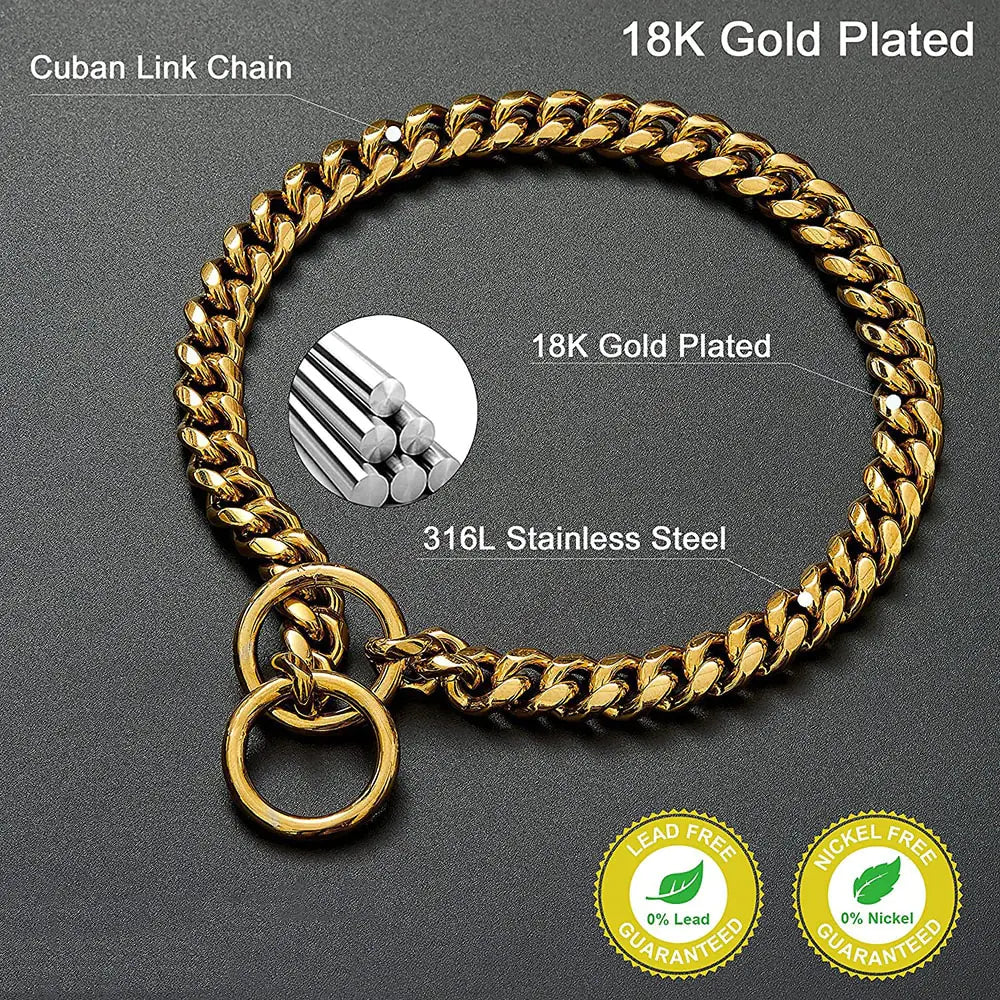 Dual Tone Cuban Link Dog Collar-GOLD & SILVER Dual Tone Cuban Link Dog Collar-GOLD & SILVER