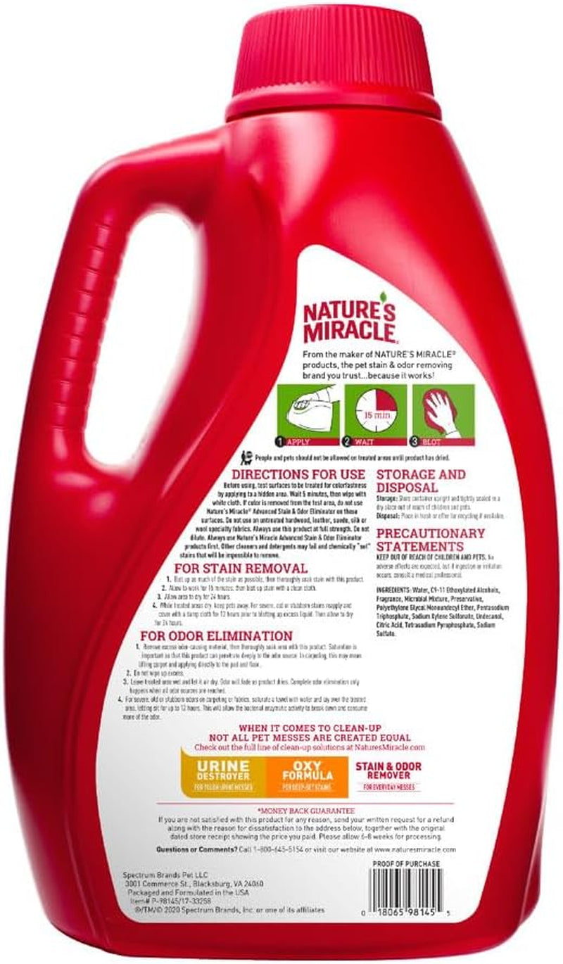 Cleaning Solutions - Advanced Dog Stain and Odor Remover,Red,128 Oz