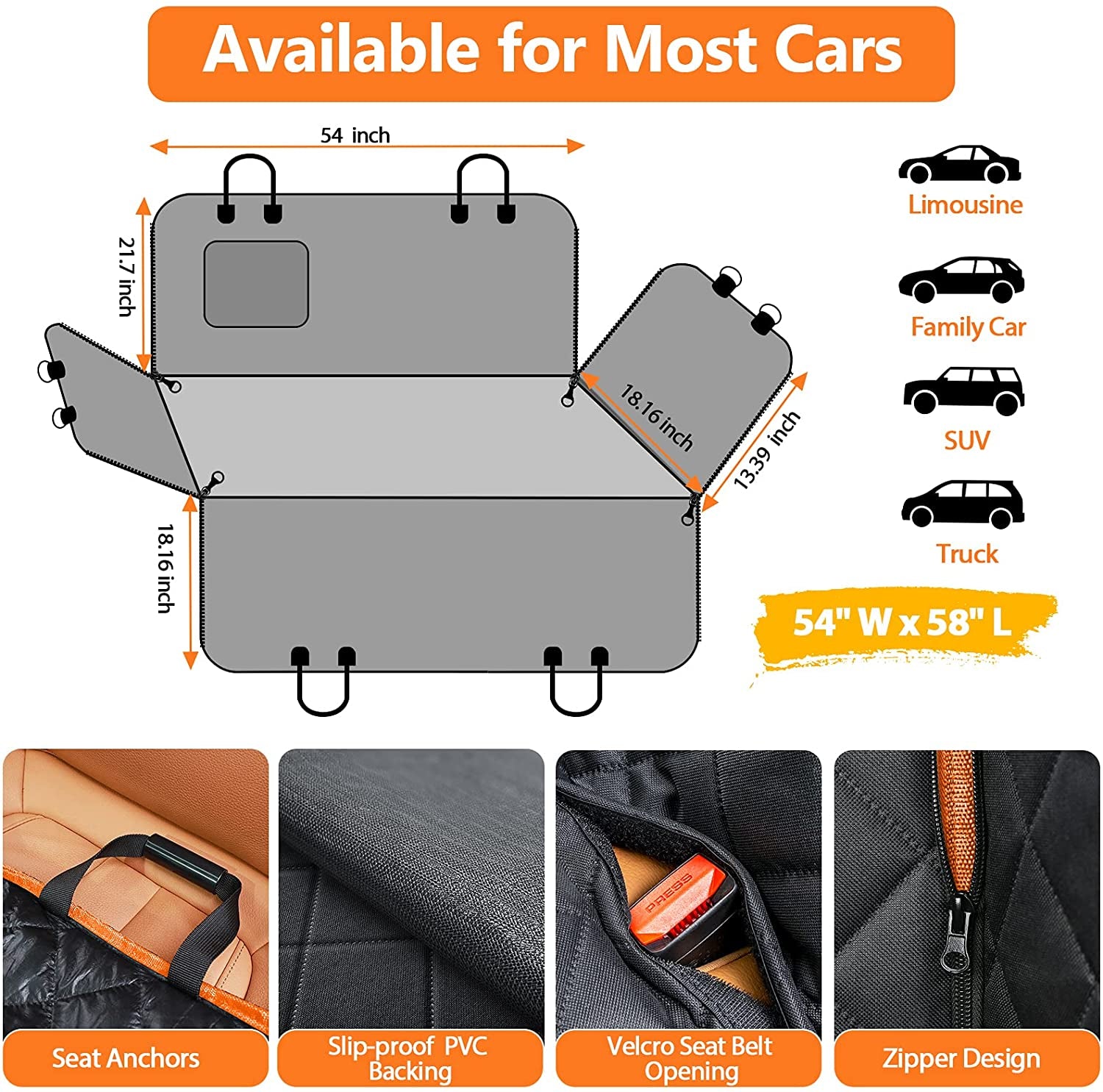 Carriers and Travel Crates - Dog Car Seat Cover for Pets 100% Waterproof Seat Cover Hammock 600D Heavy Duty Scratch Proof Nonslip Durable Soft Back Seat Covers for Cars Trucks and Suvs