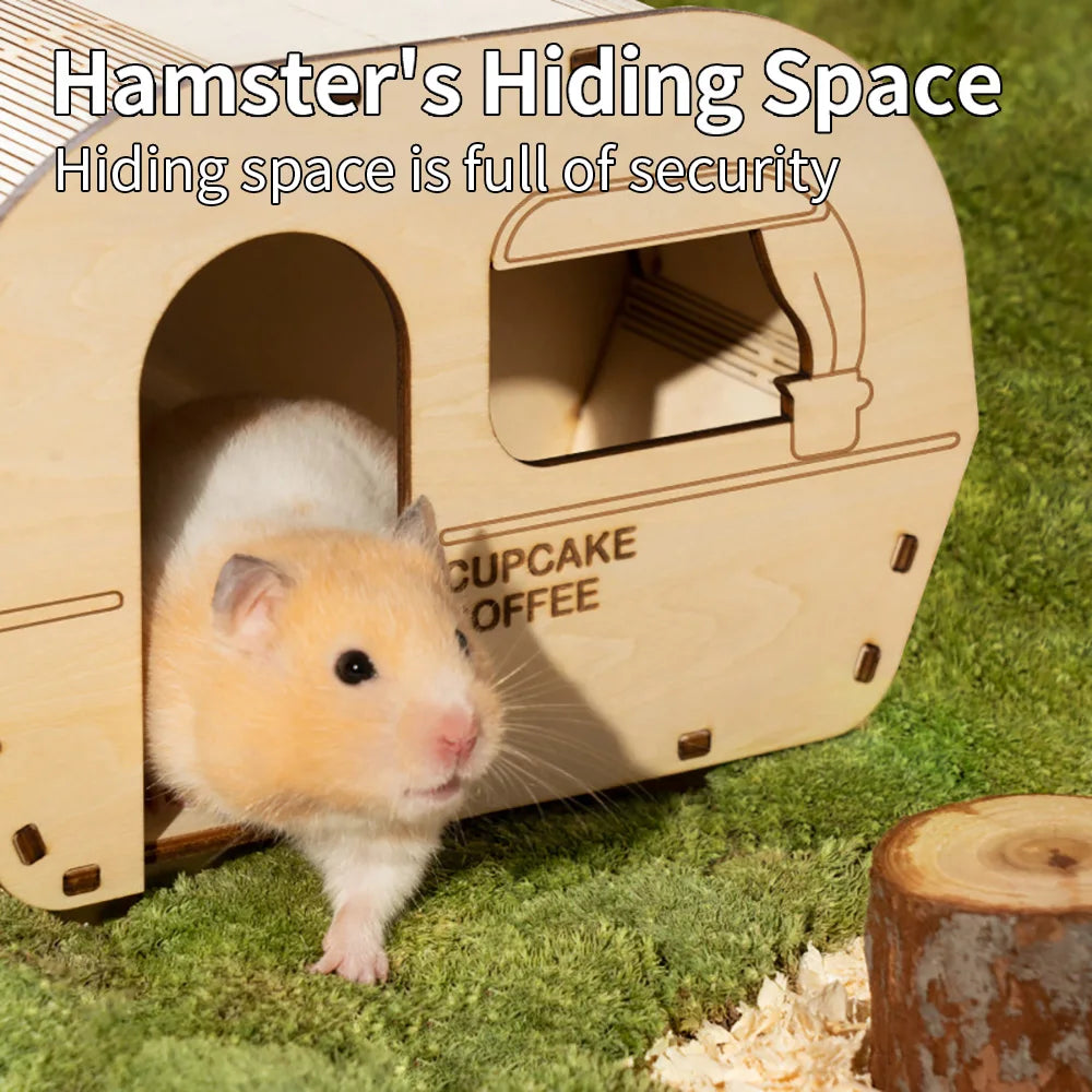 Cages and Habitat Accessories - Hamster Wooden Hideout House