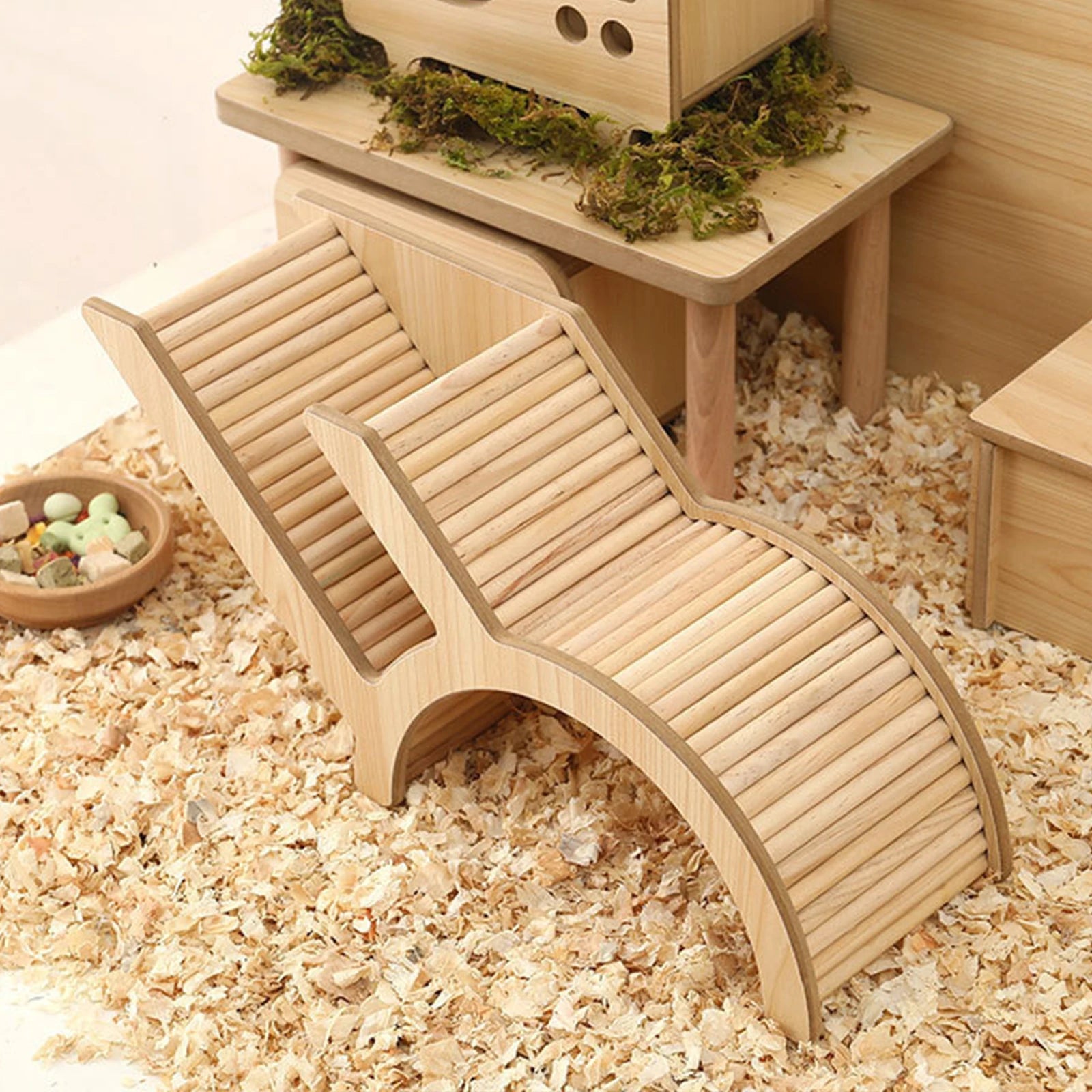 Cages and Habitat Accessories - Washable Hamster Hideaway Wooden House with Climbing Ladder