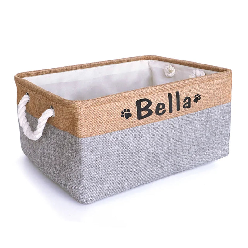 Customizable Products - Personalized Dog Toy Basket Free Print Pet Storage Box Foldable DIY Custom Name Toys Accessories Dog Canvas Bag Pet Products