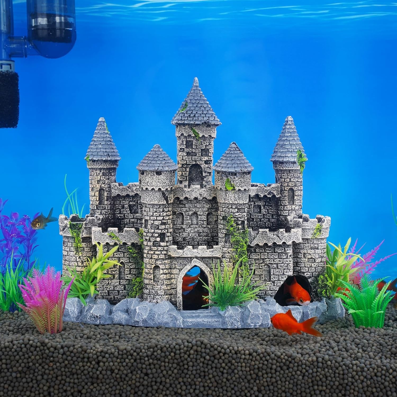 Substrate and Decorations - Aquarium Plants:Aquarium Castle Decorations Fish Tank Castle Decorations Ornaments (Style C)