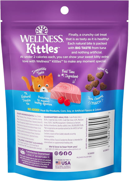 Food Treats - Wellness Kittles Natural Grain Free Cat Treats, Tuna & Cranberries, 6-Ounce Bag