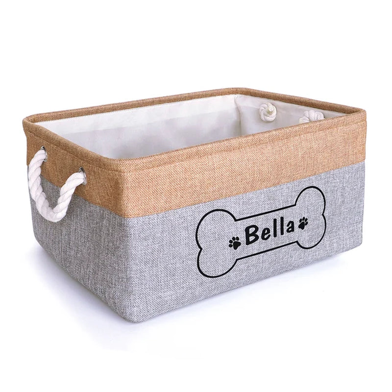 Customizable Products - Personalized Dog Toy Basket Free Print Pet Storage Box Foldable DIY Custom Name Toys Accessories Dog Canvas Bag Pet Products