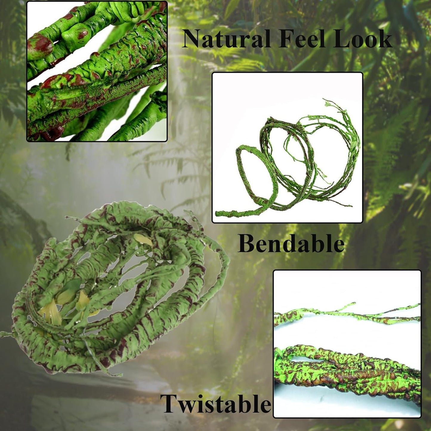 Tanks and Enclosures - 10Pcs Bearded Dragon Tank Accessories, Reptile Hammock Plants Bridge Jungle Climber Vines for Snakes Bearded Dragon Chameleon Gecko Lizard