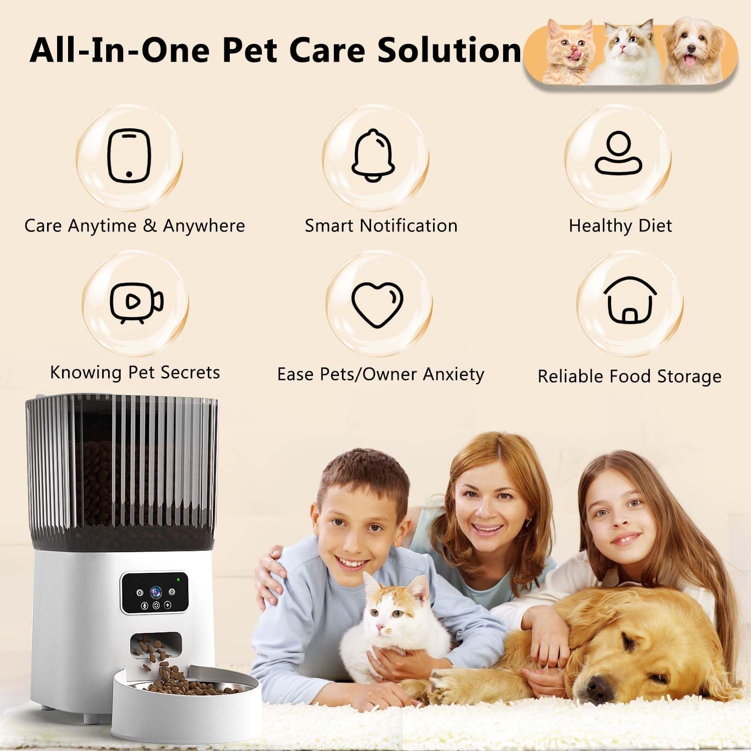 Feeding Accessories - Automatic Cat Feeder with Camera, 1080P Live Video with Night Vision, 6L/25 Cups Timed Cat Food Dispenser for Remote Feeding, 2-Way Audio, Smart Pet Feeder for Cats and Dogs with App Control