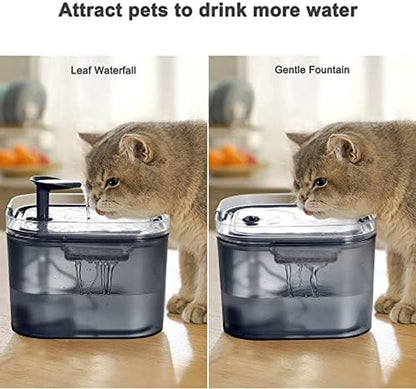 Feeding Accessories - Pet Water Dispenser  2.2L Automatic Cat Water Fountain with Adapter, Bpa-Free Cat Fountain for Drinking Indoor with 2 Flow Modes