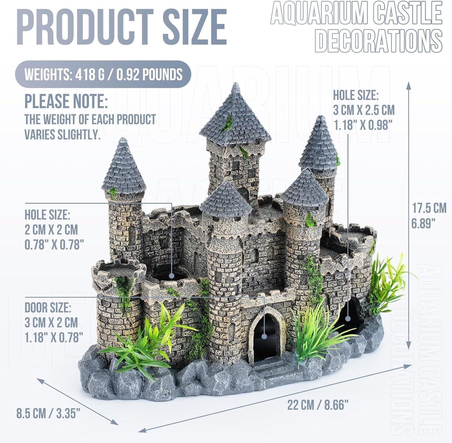 Substrate and Decorations - Aquarium Plants:Aquarium Castle Decorations Fish Tank Castle Decorations Ornaments (Style C)