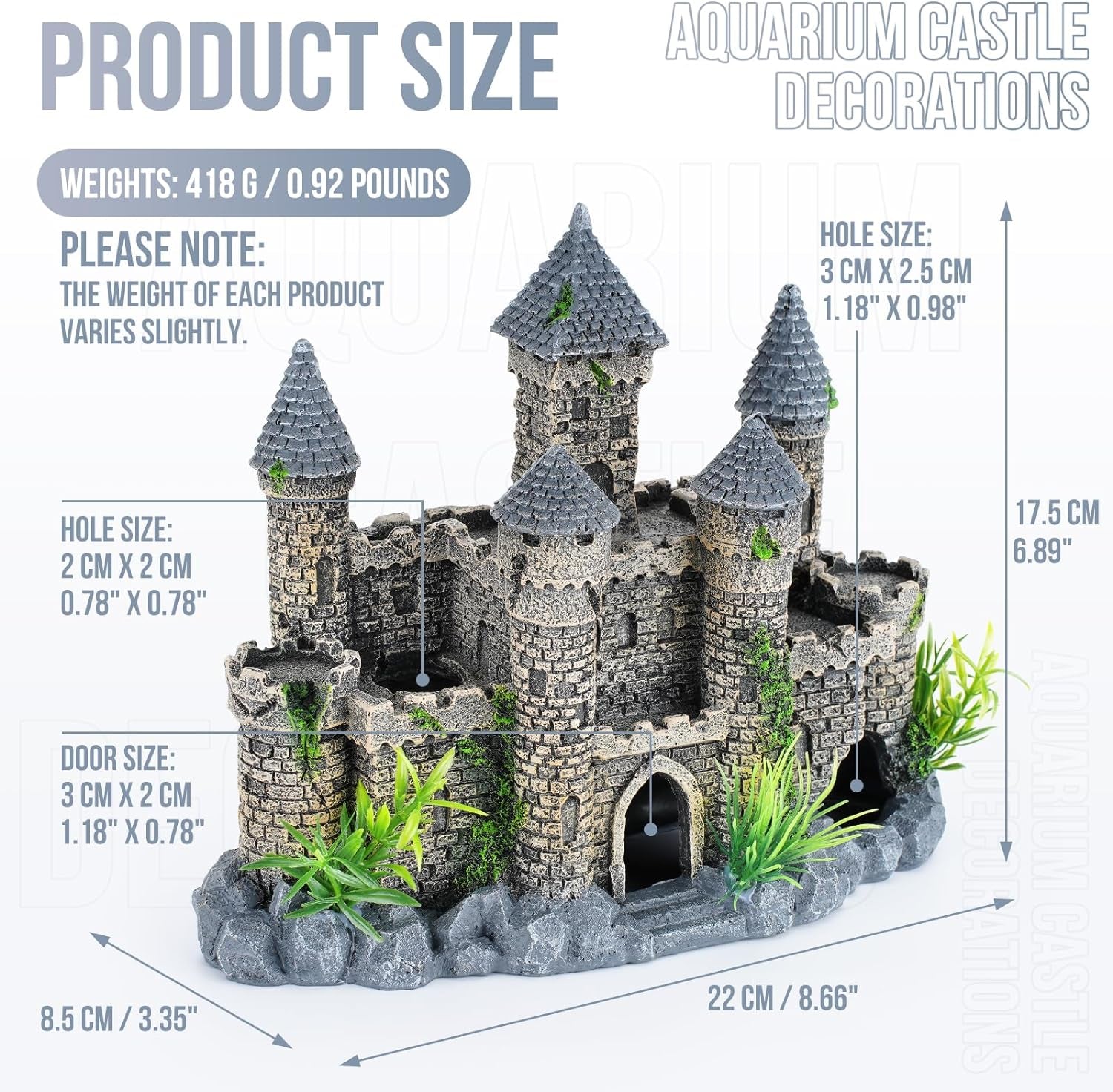 Substrate and Decorations - Aquarium Plants:Aquarium Castle Decorations Fish Tank Castle Decorations Ornaments (Style C)