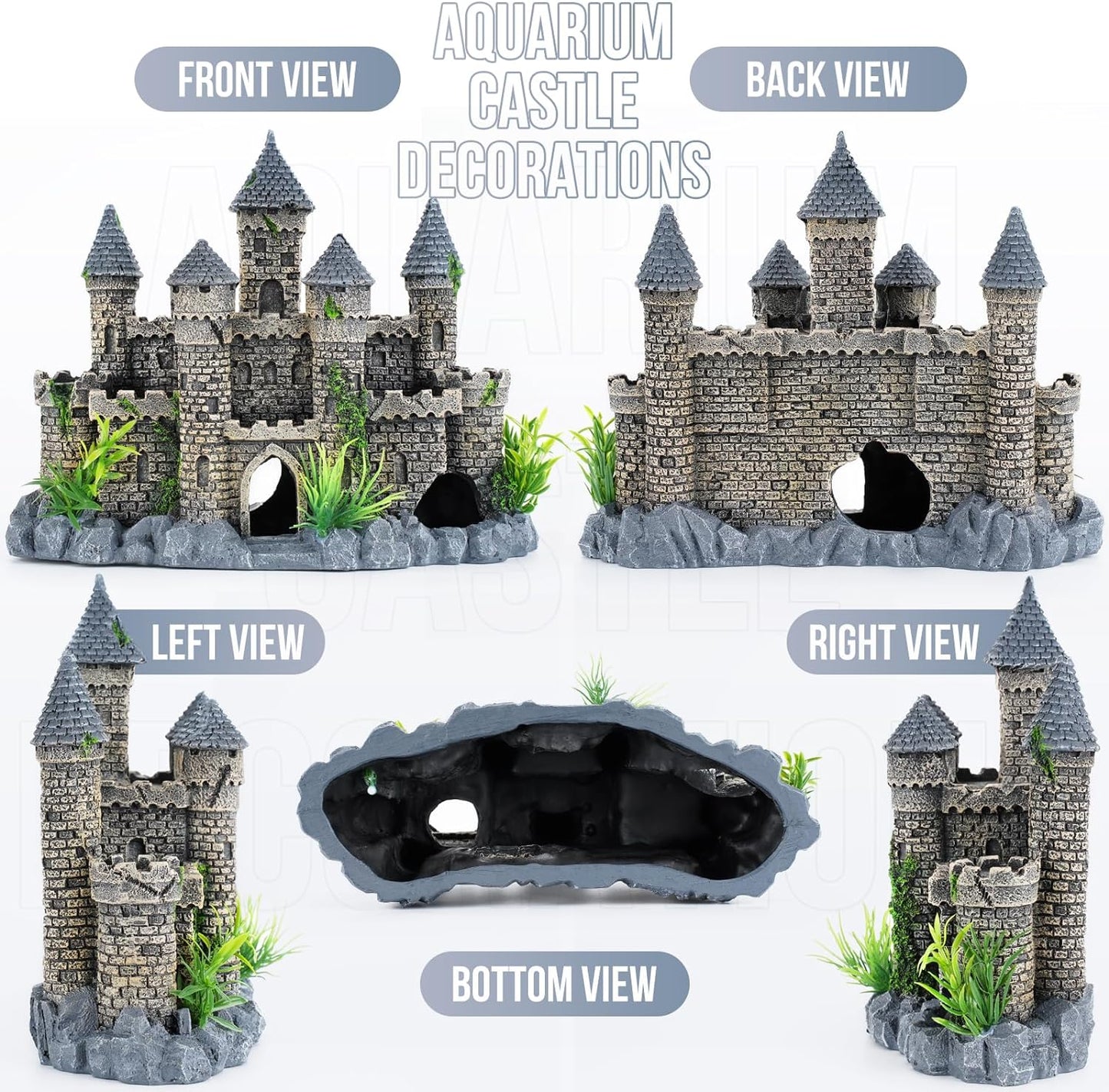 Substrate and Decorations - Aquarium Plants:Aquarium Castle Decorations Fish Tank Castle Decorations Ornaments (Style C)