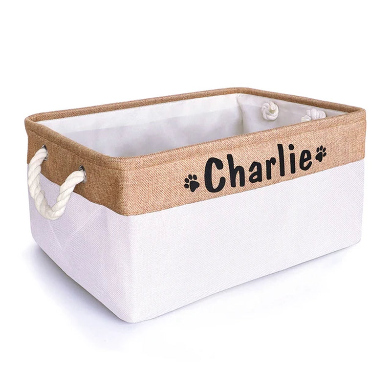 Customizable Products - Personalized Dog Toy Basket Free Print Pet Storage Box Foldable DIY Custom Name Toys Accessories Dog Canvas Bag Pet Products