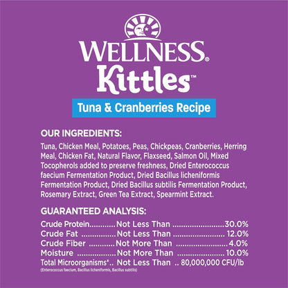 Food Treats - Wellness Kittles Natural Grain Free Cat Treats, Tuna & Cranberries, 6-Ounce Bag