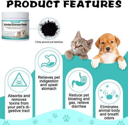 First Aid Solutions -Activated Charcoal for Dogs, Cats, and All Pets - 3.53 oz Powder