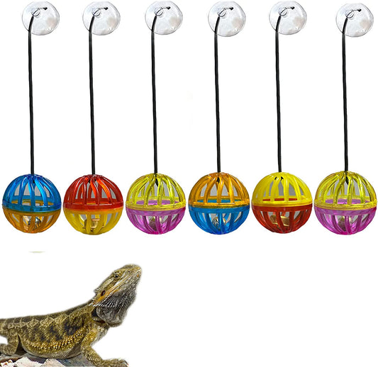 Toys - 6 Pack Bearded Dragon Toys, Accessories, Balls Bell,Fit for Lizard Small Reptile Habitat Terrarium Tank