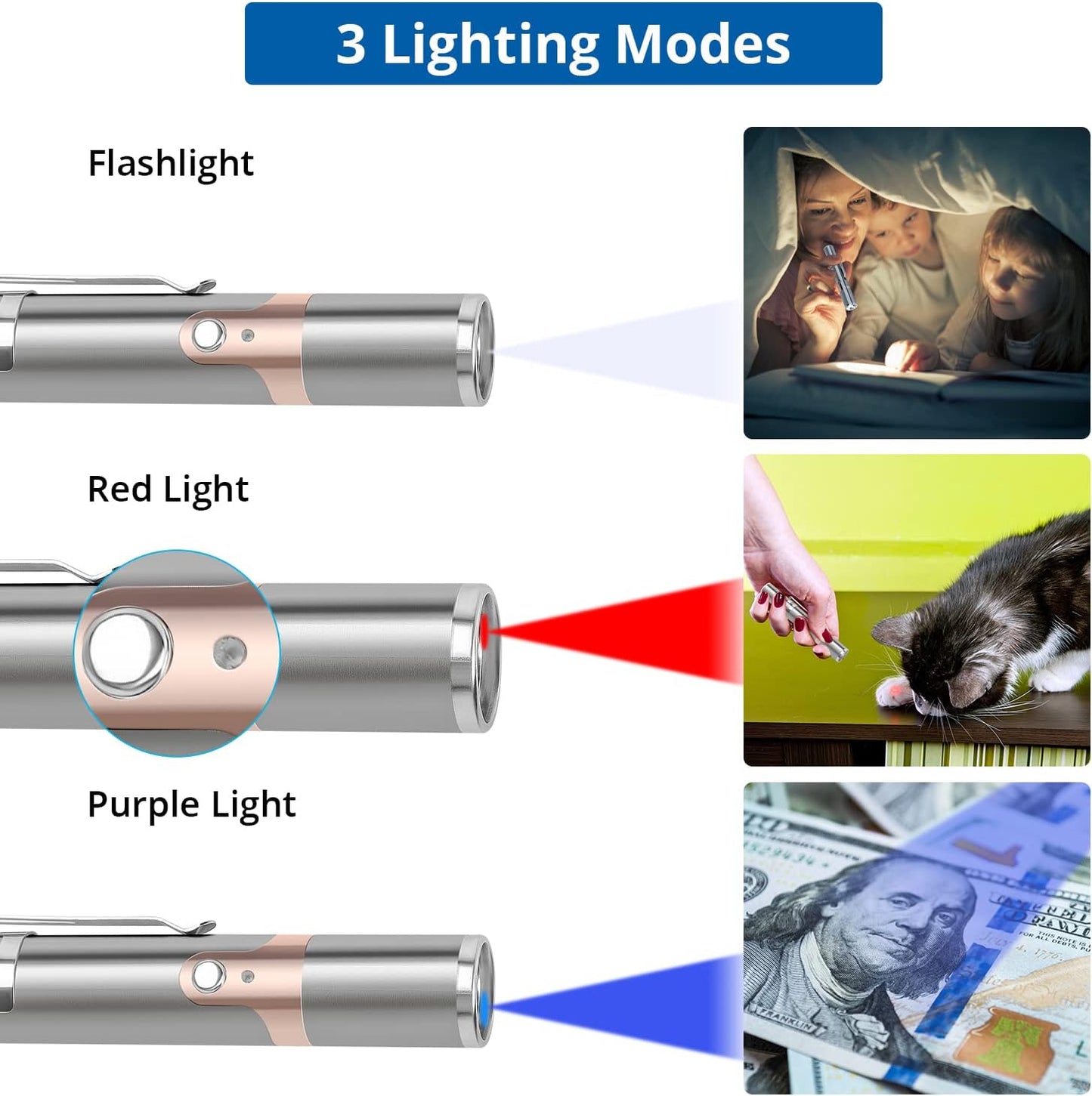 Toys -Cat Laser Pointer Toys, 2 Pieces, Rechargeable, 7 Adjustable Patterns, Interactive Kitten Pet Dog Red Dot Chase Light Toy for Indoor Cats Fun Playing Exercise