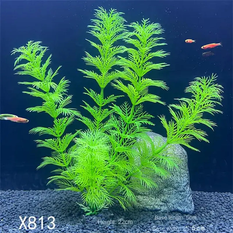 Substrate and Decorations - Artificial Aquarium Decor Plants 12 Kinds Water Weeds Ornament Aquatic Plant Fish Tank Grass Decoration Accessories 14Cm