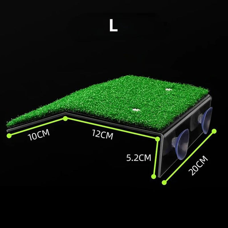 Tanks and Enclosures - Turtle Basking Platform Resting Terrace with Fake Turf Tortoise Ramp Fish Tank Aquarium Platform Ladder Lawn for Reptile Frog