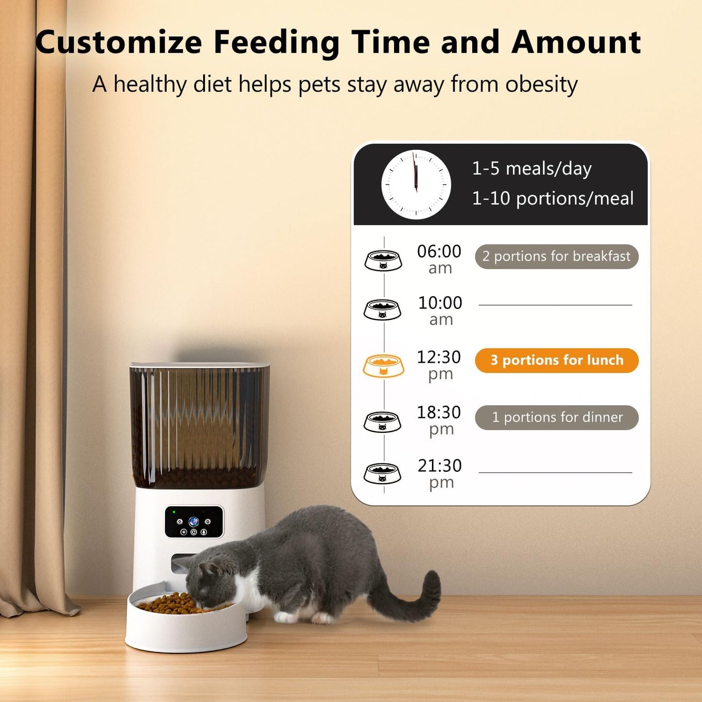 Feeding Accessories - Automatic Cat Feeder with Camera, 1080P Live Video with Night Vision, 6L/25 Cups Timed Cat Food Dispenser for Remote Feeding, 2-Way Audio, Smart Pet Feeder for Cats and Dogs with App Control