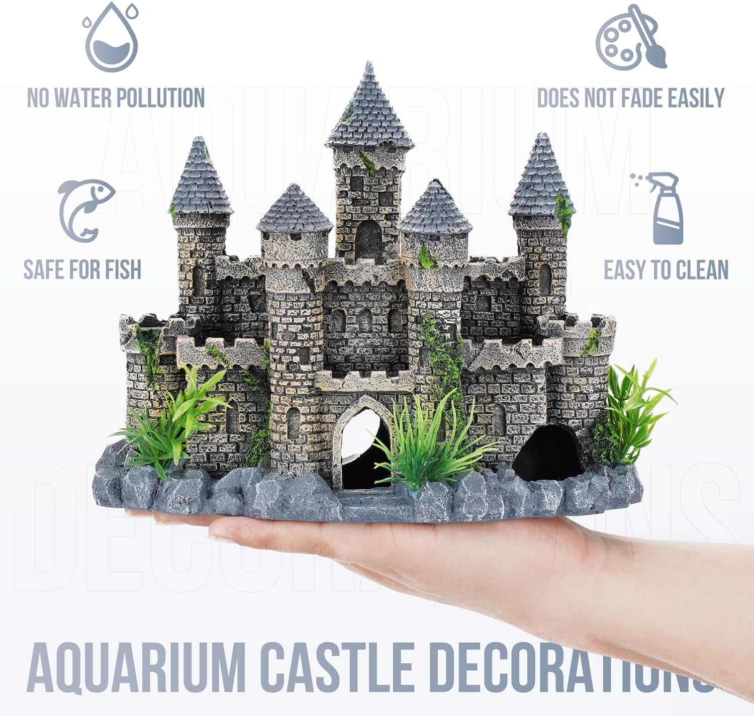 Substrate and Decorations - Aquarium Plants:Aquarium Castle Decorations Fish Tank Castle Decorations Ornaments (Style C)