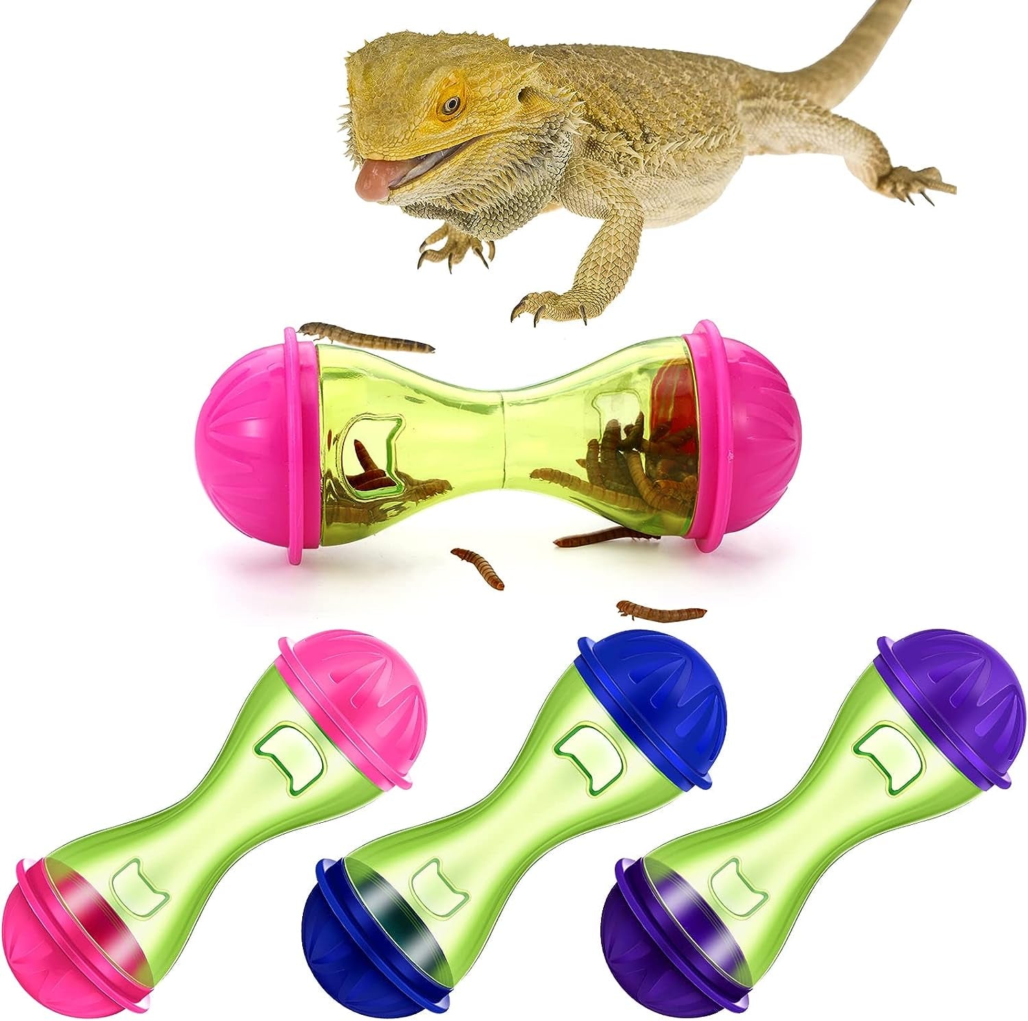 Toys - Bearded Dragon (3Pcs) - Reptile Enrichment Ball Accessories, Food Toys, Transparent Design, Pet Tank Decor, Lizard Gecko Small Animal Habitat Terrarium