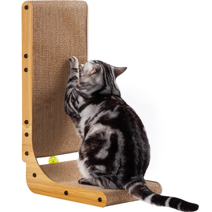 Training Aids - Large L-Shaped Cat Scratcher with Ball Toy and Catnip