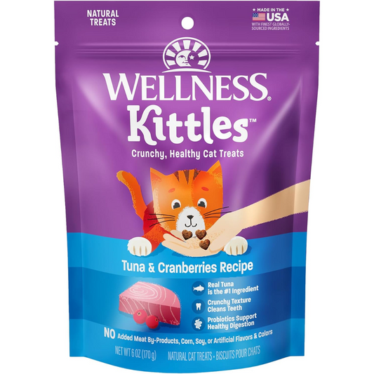 Food Treats - Wellness Kittles Natural Grain Free Cat Treats, Tuna & Cranberries, 6-Ounce Bag