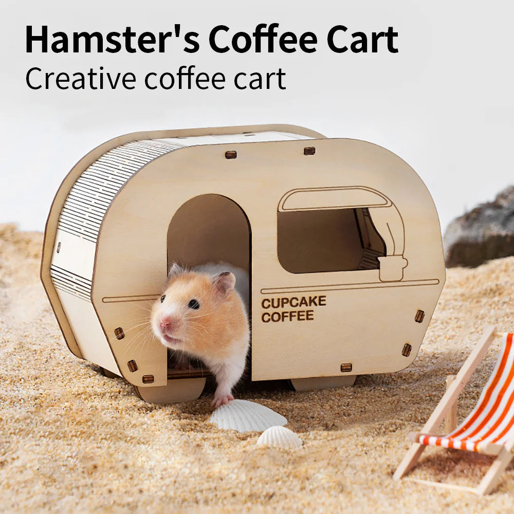 Cages and Habitat Accessories - Hamster Wooden Hideout House