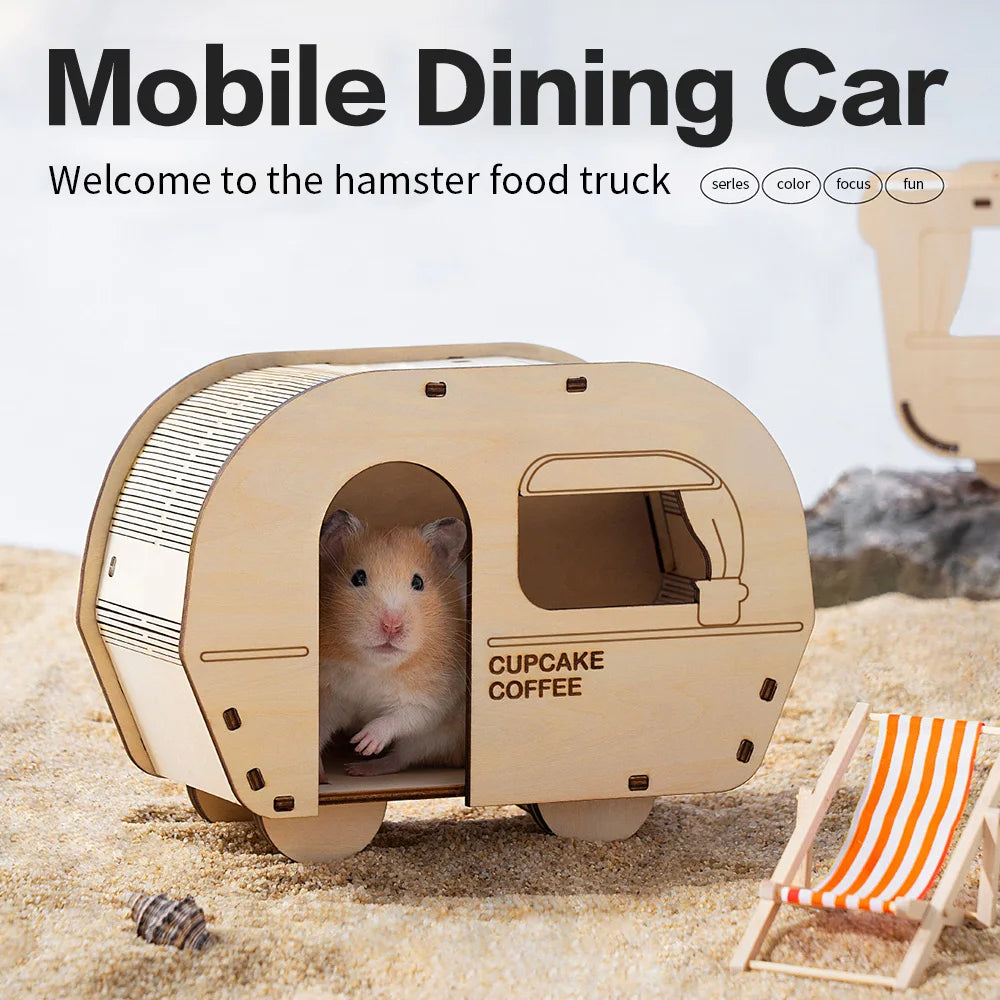 Cages and Habitat Accessories - Hamster Wooden Hideout House