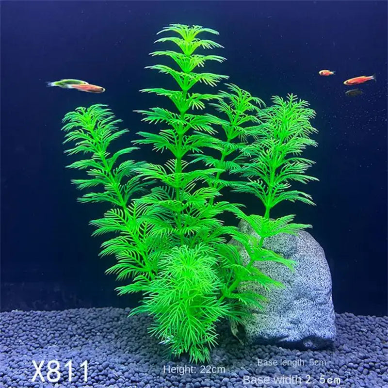 Substrate and Decorations - Artificial Aquarium Decor Plants 12 Kinds Water Weeds Ornament Aquatic Plant Fish Tank Grass Decoration Accessories 14Cm