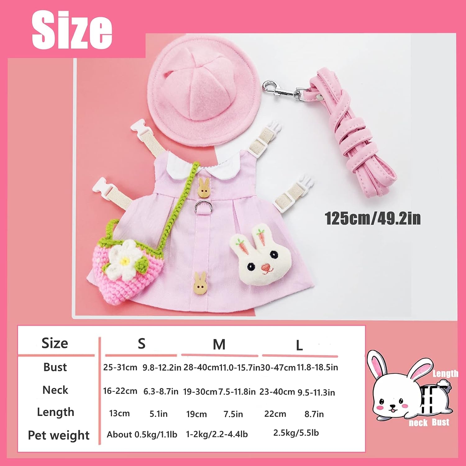 Grooming Supplies - Guinea Pig Clothes,Soft Bunny Ferret Clothes with Pet Rabbit Harness and Leash Mini Hat Bag Cute Brooch for Kitten Small Animal Collars