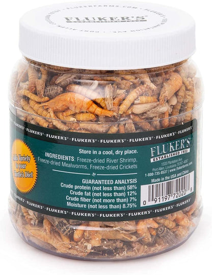 Food Treats - Medley Treat for Aquatic Turtles, River Shrimp, Mealworms, and Crickets, 1.5 Oz