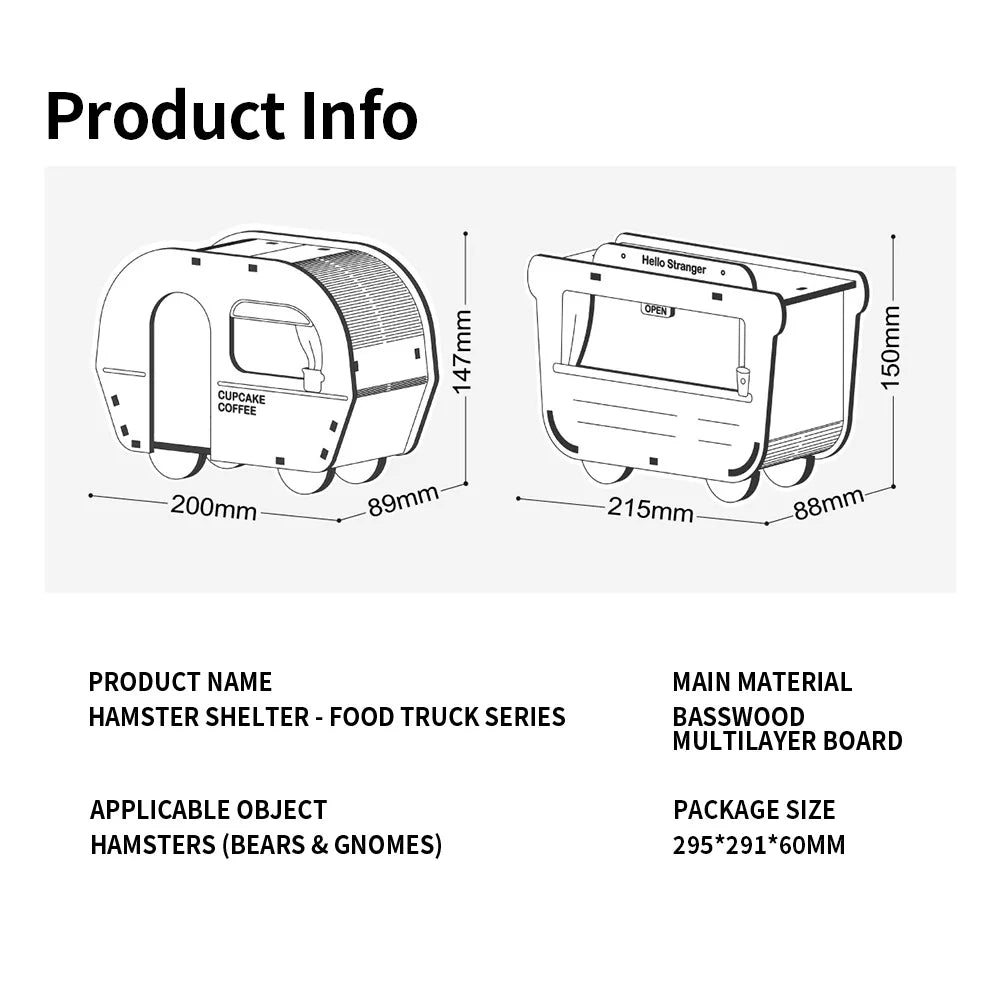 Cages and Habitat Accessories - Hamster Wooden Hideout House