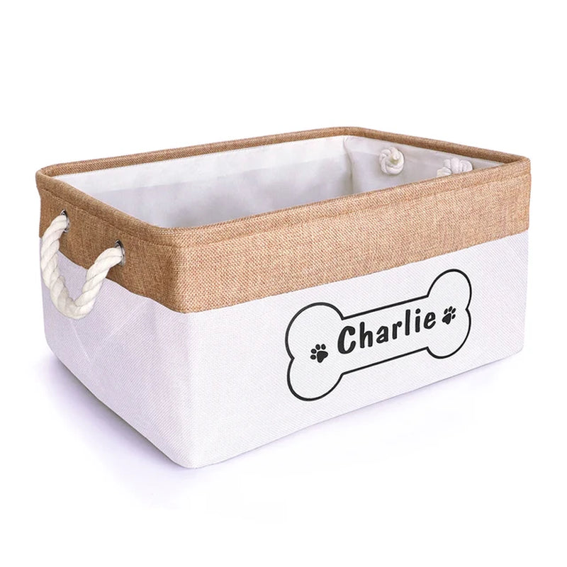 Customizable Products - Personalized Dog Toy Basket Free Print Pet Storage Box Foldable DIY Custom Name Toys Accessories Dog Canvas Bag Pet Products