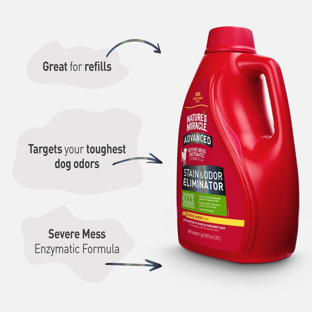 Cleaning Solutions - Advanced Dog Stain and Odor Remover,Red,128 Oz