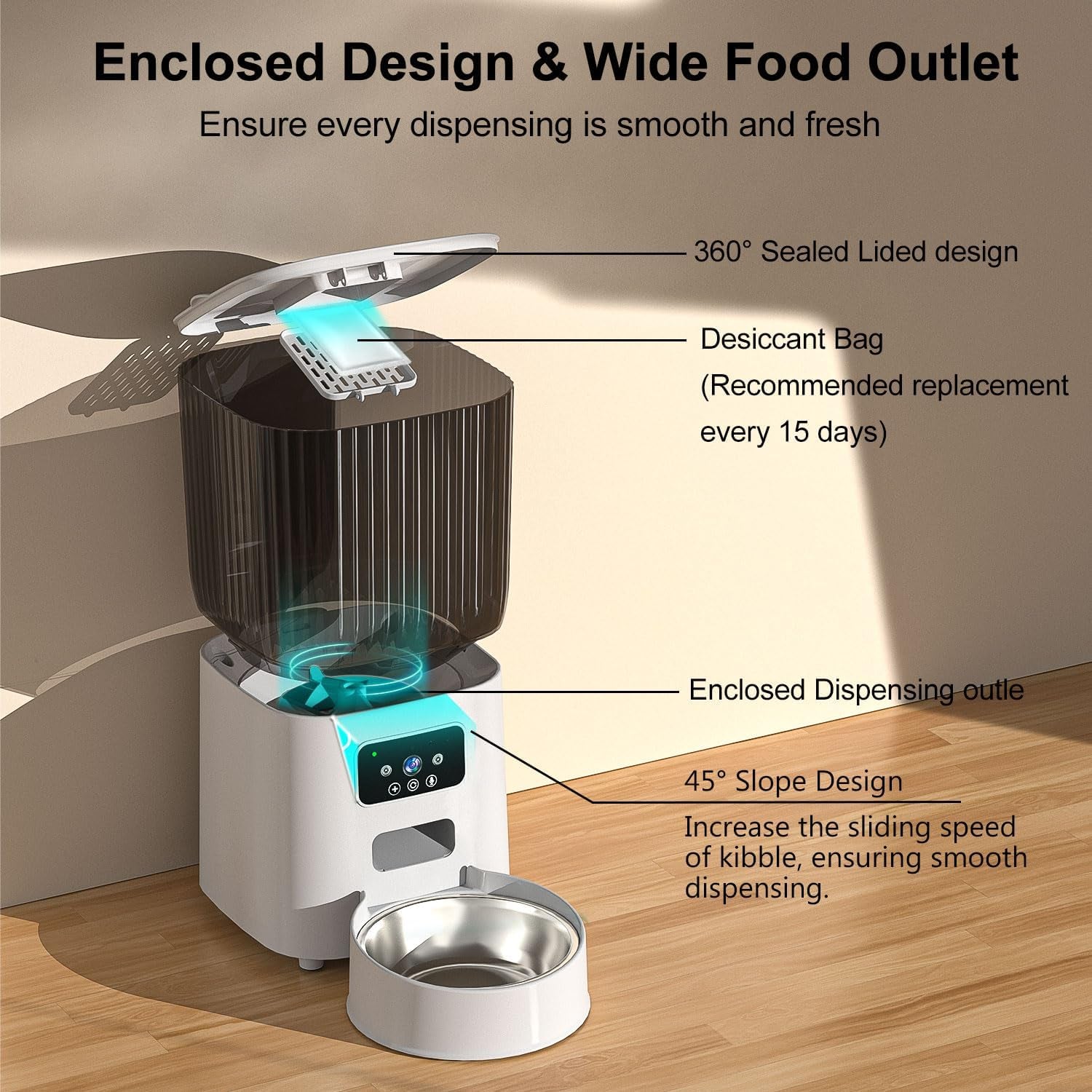 Feeding Accessories - Automatic Cat Feeder with Camera, 1080P Live Video with Night Vision, 6L/25 Cups Timed Cat Food Dispenser for Remote Feeding, 2-Way Audio, Smart Pet Feeder for Cats and Dogs with App Control