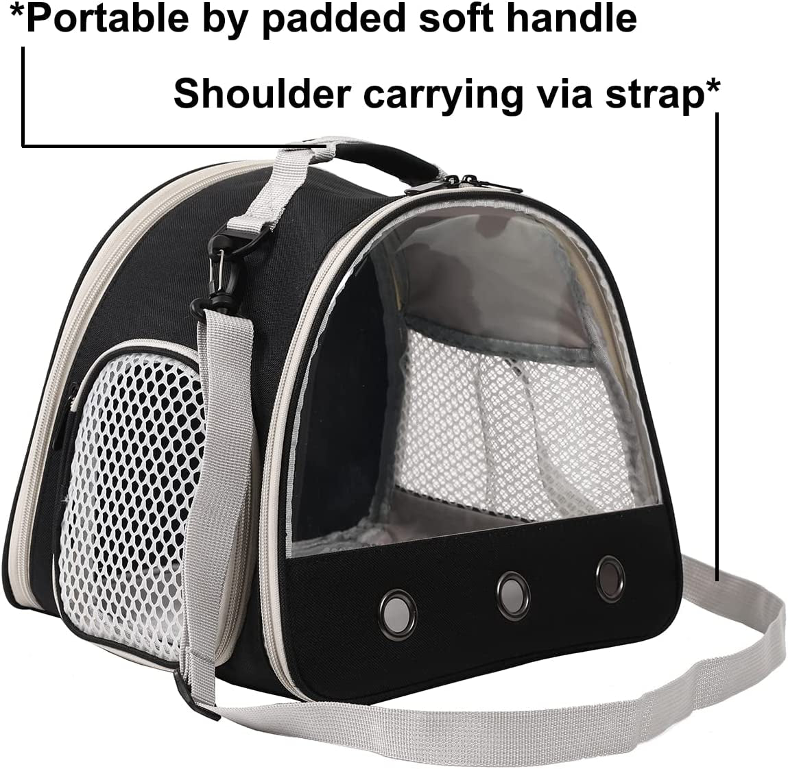 Tanks and Enclosures- Bearded Dragon Travel Carrier,Lizards Carrier, Small Animal Travel Carrier for Sugar Glider Hedgehog Rat Parrot Bird Guinea Pig, Portable Guinea Pig Travel Carrier for 2 (BLACK, Carrier)