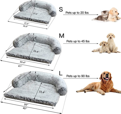 Bedding and Crates - Calming Dog Bed Fluffy Plush Dog Mat for Furniture Protector with Removable Washable Cover for Large Medium Small Dogs and Cats (Medium, Light Grey)