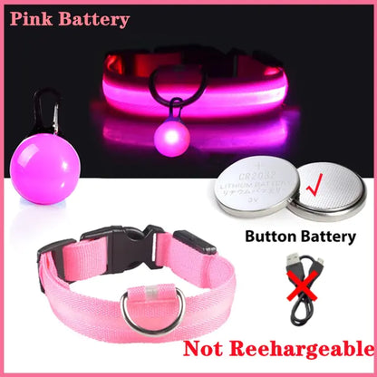 Collars, Leashes, and Harnesses -USB Charging LED Dog Collar with Detachable Pendant